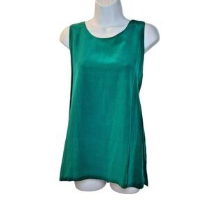 Audrey Jones Vintage Silk Blend Tank Top Emerald Green‎ Sleeveless Blouse